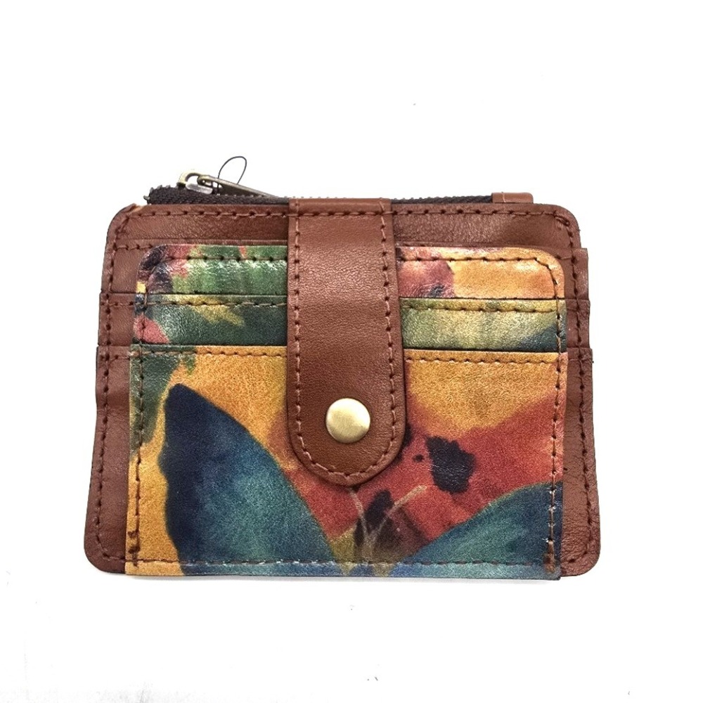 Patricia Nash Cassis Leather ID Credit Card Case Watercolor Butterfly Wallet